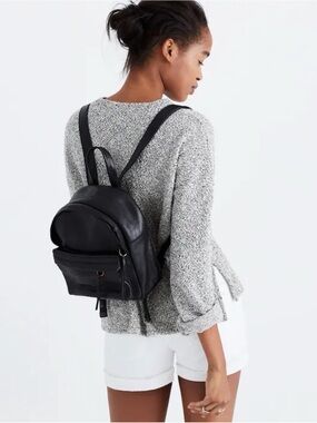 Madewell The Lorimer Black Leather Mini Backpack